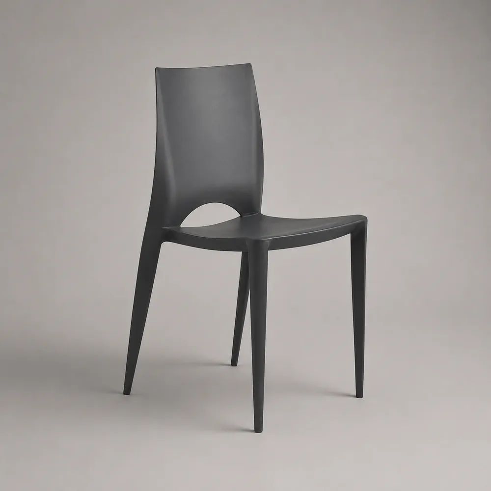 Sedia da pranzo senza braccioli in polipropilene nero, 46 x 52 x 83 cm