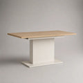 Tavolo da pranzo rettangolare allungabile in legno, rovere chiaro e bianco, 120-160 × 80 × 76 cm