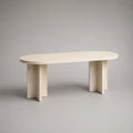 Tavolo da pranzo ovale in travertino beige 180 x 90 x 75 cm