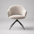 Sedia da pranzo girevole con braccioli, rivestimento bouclé beige e base in acciaio nero, 60 x 61 x 81 cm
