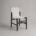 Sedia da pranzo singola in faggio massello e pelle sintetica PU, nero e bianco, 46 × 52 × 84 cm