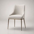 Sedia da pranzo imbottita in tessuto con gambe in acciaio, beige e champagne, 58 x 62 x 86 cm