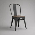 Sedia da pranzo in acciaio e legno massello, antracite e marrone, 45 x 52 x 85 cm