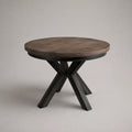 Tavolo da pranzo rotondo in legno massello di mango con base in acciaio nero, Ø 120 × H 76 cm, marrone e nero