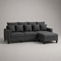 Divano angolare 4 posti con penisola destra in poliestere antracite, 250 x 155 x 85 cm