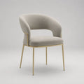 Sedia da pranzo imbottita con braccioli in poliestere beige e acciaio color oro, 58 x 56 x 78 cm