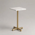 Tavolo da bar quadrato 60 × 60 × 105 cm con piano effetto marmo bianco e base in acciaio dorato
