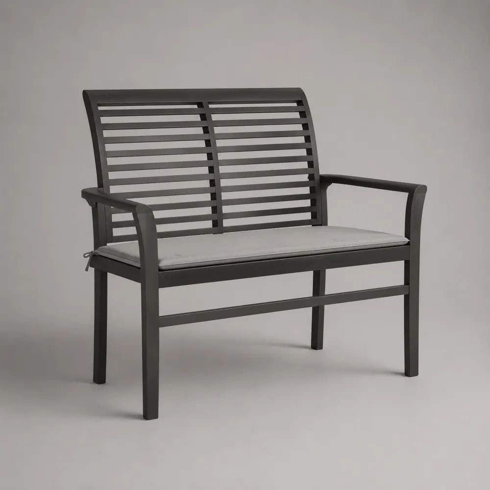 Panca da esterno a 2 posti in acciaio antracite con cuscino grigio chiaro, 105 × 60 × 85 cm