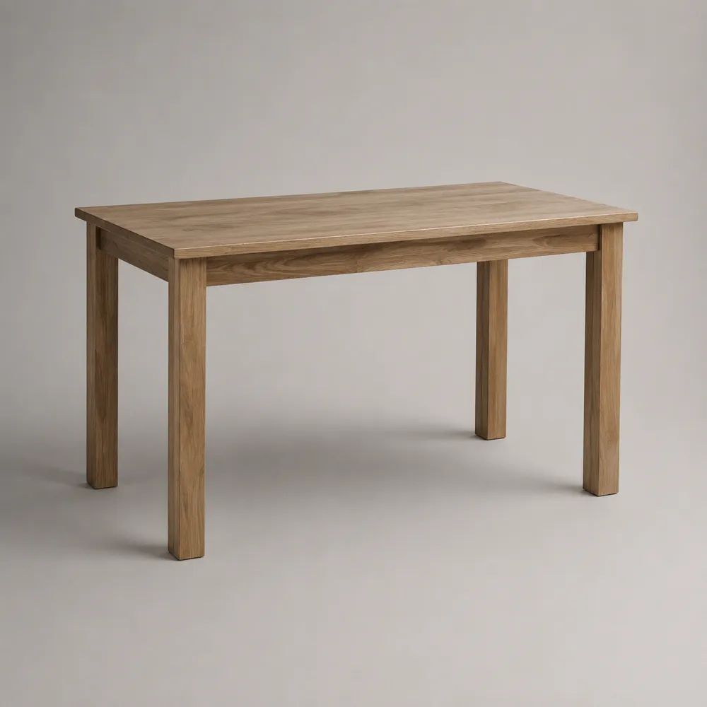 Tavolo da pranzo rettangolare in legno massello, rovere naturale, 120 × 80 × 75 cm
