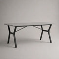 Tavolo da pranzo rettangolare in MDF effetto marmo grigio con gambe in acciaio nero, 160 x 80 x 75 cm