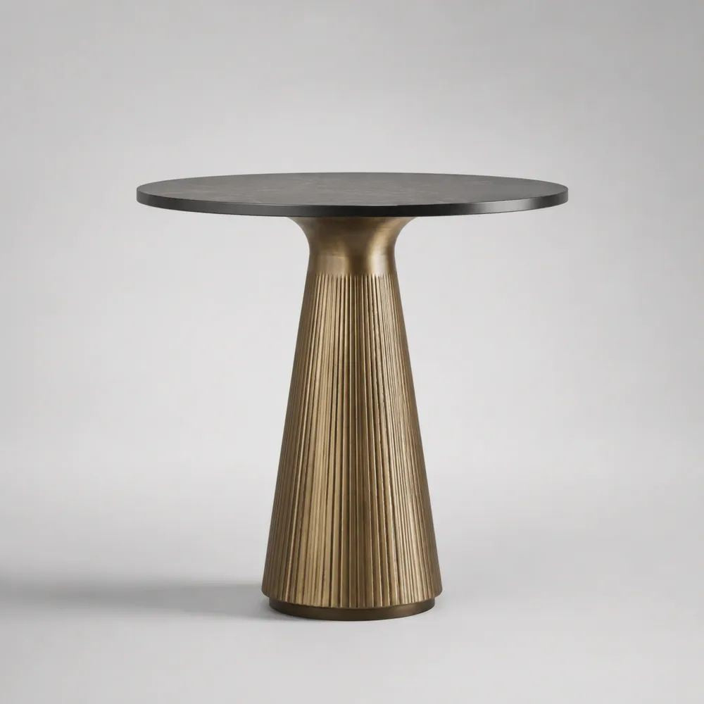 Tavolo da pranzo rotondo in MDF e metallo Nero/Oro, Ø90 × H75 cm