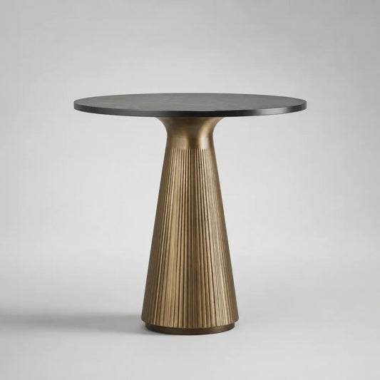 Tavolo da pranzo rotondo in MDF e metallo Nero/Oro, Ø90 × H75 cm